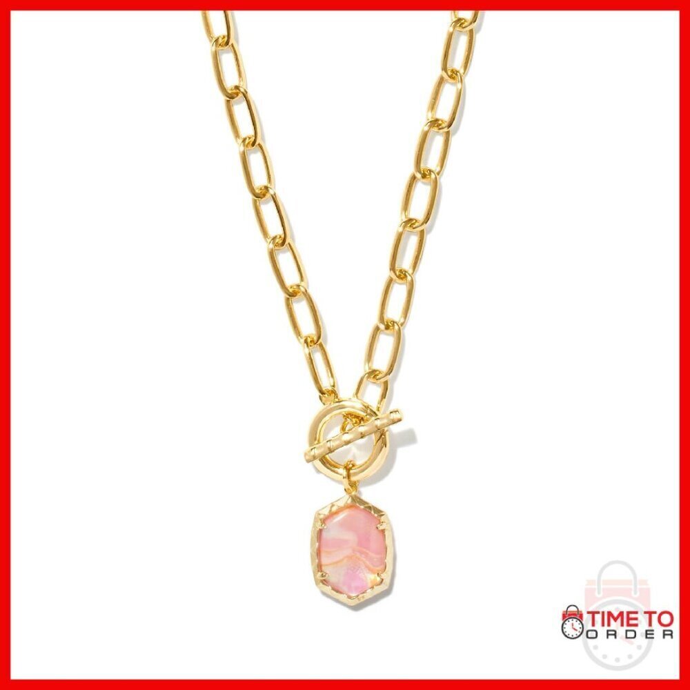 Gold Plated Paperclip Chain Necklace with Toggle Closure 18"